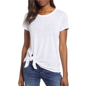 Bobeau by Nordstrom White Side Tie T-Shirt (Small)